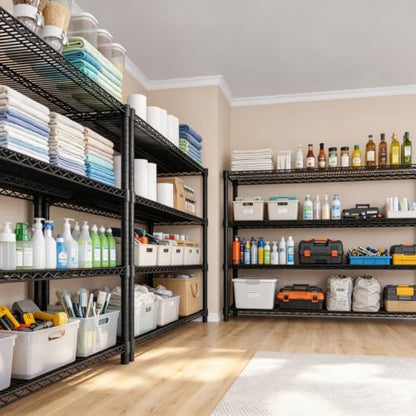 Garvee 4-Tier Wire Shelving 2560LBS Heavy Duty Storage Shelves Garage Rack | - size: 47.2"W x 63"H x 17.7"D