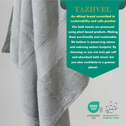 Terry Bath Towel 30 x 60 in – 60% Viscose Derived from Bamboo 40% Cotton – Pack of 6 – Grey - 730 GSM Plush & Soft Feel - Oeko-TEX Certified - Spa-Luxe Drying Comfort - Hotel-Style - color: Grey