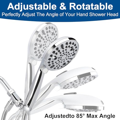 Shower Head with Handheld - All Metal Holder and Long Hose, High Pressure Built-in Power Wash to Clean Tub, Tile & Pets, Multi Mode Adjustment Showerhead Sprayer, Chrome 2.5 GPM - color: Premium Chrome