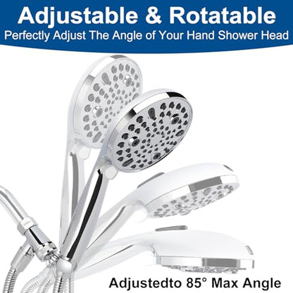 Shower Head with Handheld - All Metal Holder and Long Hose, High Pressure Built-in Power Wash to Clean Tub, Tile & Pets, Multi Mode Adjustment Showerhead Sprayer, Chrome 2.5 GPM - color: Premium Chrome