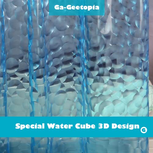 Ga-Geetopia EVA 3D Blue Pearl Water Cube Plastic Shower Curtain Liner - Premium Light Weight 72" x 72" Blue Bathroom Shower Showroom Curtain Liner with Rustproof Metal Gromments and Weighted Magnet - color: Blue Cube, size: 72"W x 72"L (Pack of 1)