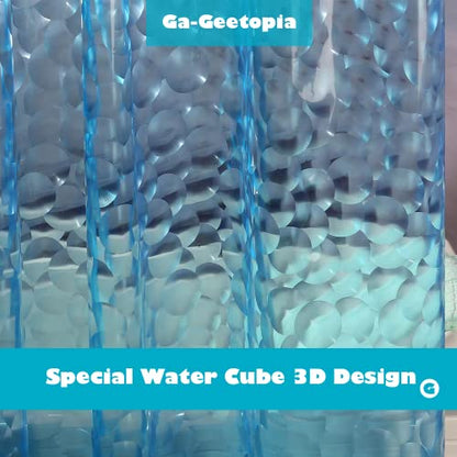 Ga-Geetopia EVA 3D Blue Pearl Water Cube Plastic Shower Curtain Liner - Premium Light Weight 72" x 72" Blue Bathroom Shower Showroom Curtain Liner with Rustproof Metal Gromments and Weighted Magnet - color: Blue Cube, size: 72"W x 72"L (Pack of 1)