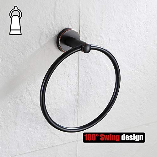 JQK Towel Ring Oil Rubbed Bronze, Stainless Steel Hand Towel Holder for Bathroom, ORB Wall Mount, TR130-ORB - color: Oil Rubbed Bronze