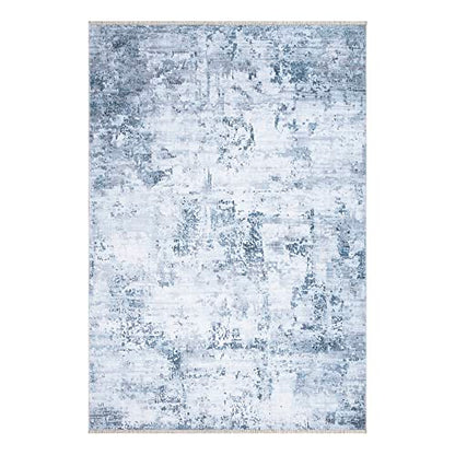 Bloom Rugs Washable Non-Slip 2x3 Rug - Blue/Gray Modern Abstract Area Rug for Living Room, Bedroom, Dining Room, and Kitchen - Exact Size: 2' x 3' - color: Blue / Gray, size: 2' x 3' (Rectangular)