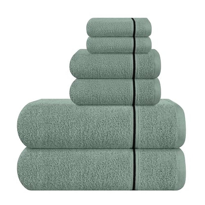 MyOwn Ultra Soft 6 Pack Cotton Towel Set, Contains 2 Bath Towels 28x55 inch, 2 Hand Towels 16x24 inch & 2 Wash Coths 12x12 inch, Ideal Everyday use, Compact & Lightweight - Jade - color: Jade, size: 6 Piece Set