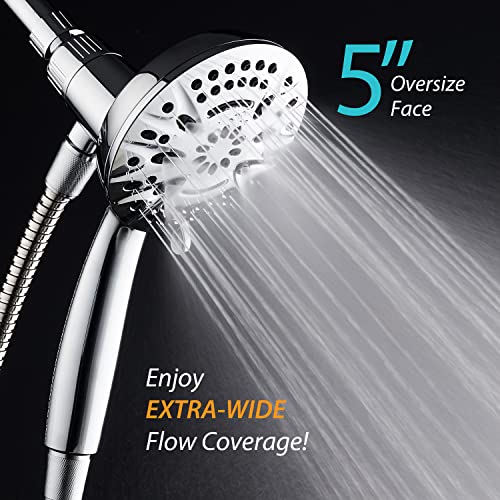 AquaDance New Magnetic Docking 8-setting High Pressure Handheld Shower Head | Space-age Magnetic Guidance Bracket System, Giant 5-inch Face, Extra-long 72-inch Stainless Steel Hose - All Chrome Finish - color: All Chrome