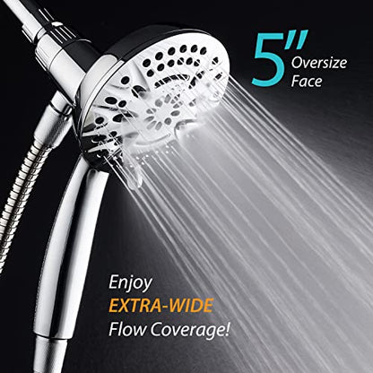 AquaDance New Magnetic Docking 8-setting High Pressure Handheld Shower Head | Space-age Magnetic Guidance Bracket System, Giant 5-inch Face, Extra-long 72-inch Stainless Steel Hose - All Chrome Finish - color: All Chrome