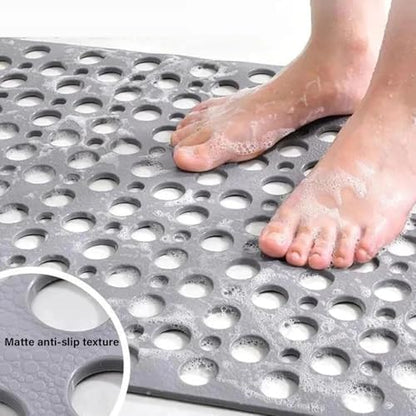 Casa and Beyond Shower Mat,Non Slip Bath Mat and Shower Mat with Suction Cups and Drain Holes,Bathroom Mat Easy to Clean Soft Machine Washable,Bathtub Mat Easy Dry&Cut (Blue,28" x 28"(Rectangular)) - color: Blue, size: 28" x 28" (Rectangular)