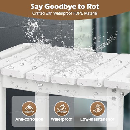 Shower Bench, HDPE Waterproof Shower Chair for Inside Shower | Heavy-Duty Shower Bench with Non-Slip Adjustable Feet & Storage Shelf, Stable Bathroom Stool for Shaving Legs, White - color: White