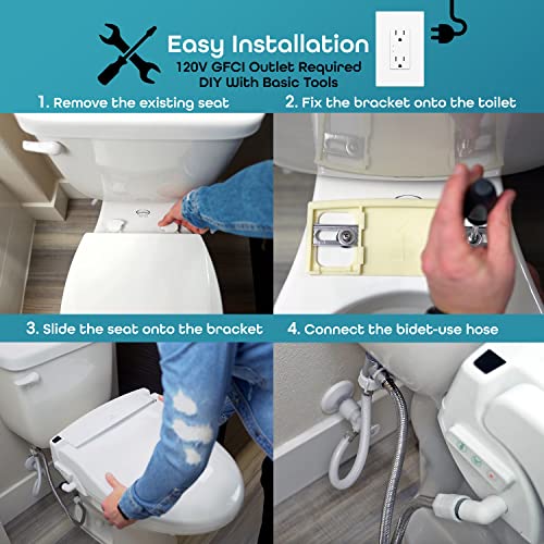 BidetMate 1000 Series Electric Bidet Toilet Seat, Heated Water, Remote | Instant warm-water wash, heated seat, air dryer, and self-cleaning nozzle. Wireless remote. Fits elongated toilets. - style: 1000 Series | Elongated | Remote