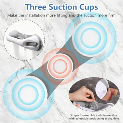 2-Pack Grab Bars for Shower :3 Strong Suction Cups, No-Drill Removable Safety Handrails for Seniors, Elderly and Disabled – Waterproof Bathroom Shower Handle for Toilet, Tub and Shower