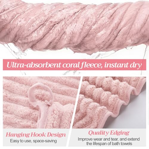 4 Pcs Extra Large Bath Towel 40x80'',Pink - color: Pink