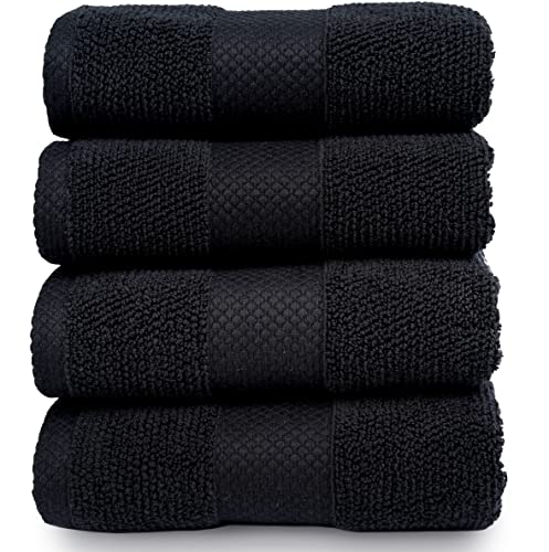 MAURA Premium Hand Towels 100% Cotton 16x30 Oversized Ultra Absorbent Quick Dry Soft Towels for Bathroom Extra Large Hand Towels, Black - color: Black, size: 16”x30” Hand Towels