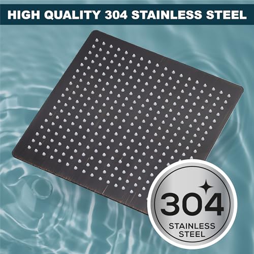 Midanya Square Rain Shower Head,High Pressure,Oil Rubbed Bronze 16 Inch | 360°Swivel,Ceiling or Wall Mount,Waterfall Full Body Coverage,Bathroom Remodel,Stainless Steel Large Rainfall Shower Head - color: Bronze, size: 16 Inch