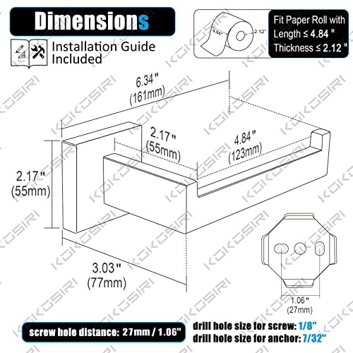 KOKOSIRI Black Toilet Paper Holders Bathroom Toilet Paper Roll Holder SUS304 Stainless Steel Contemporary Wall Mounted, 2 Pack, B2003BK-P2 - color: Matte Black, size: Without Shelf(2 Pack)