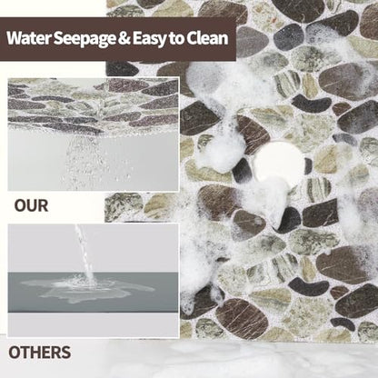 Hombys Non Slip Shower Mat 27x27 in, Shower Floor Mats with Drain Hole, Secure PVC Loofah Mat, Boho Coffee Pebble - color: Coffee Pebble, size: 27" x 27" (Rectangular)