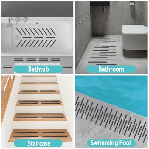 24Pcs Safety Bathtub Strips, Adhesive Non Slip Bathtub Stickers Anti Slip Shower Stickers, Safety Adhesive Strips for DIY, Stair, Floor (Grey) - color: Grey
