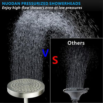 High Pressure Rain Shower Head - High Flow Rainfall Showerhead - Luxury Modern Look - Pressure Boosting Bathroom Shower Heads (6 inches, Brushed Nickel) - color: Brushed Nickel