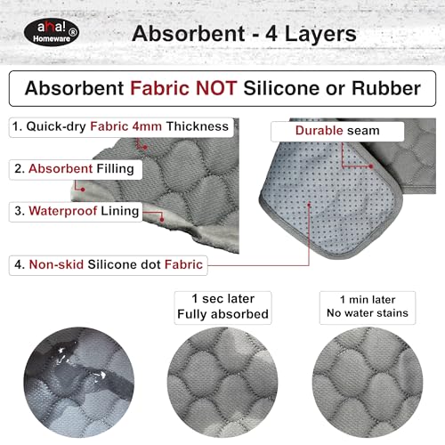 Bathroom Sink Splash Guard 3-Round-Hole : AHA HOMEWARE, Faucet Mat for Bathroom Sink 3 Holes (Gray & Gray) - color: Gray & Gray