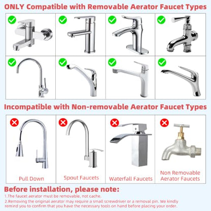 Hibbent Sink Faucet Hose Sprayer Attachment with 10 Adapters - Dual Function Handheld Bidet, Rinser & Shower Head - for Feminine Hygiene, Baby Diaper Cleaning & Pet Bathing