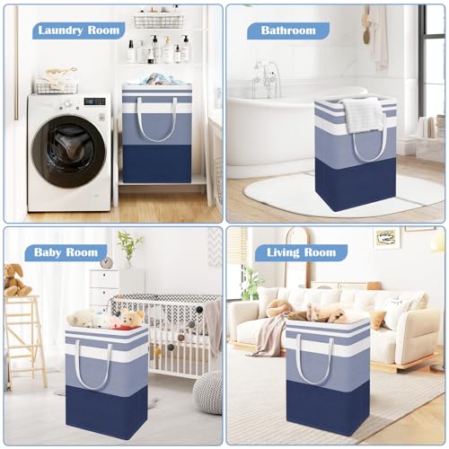 BlissTotes 3-Pack Laundry Basket, Collapsible Laundry Hamper, Blue, 75L | Laundry Clothes Hamper, Hampers for Bedroom, Freestanding Hamper with Handles, Clothes Laundry Basket - color: Blue, size: 75L