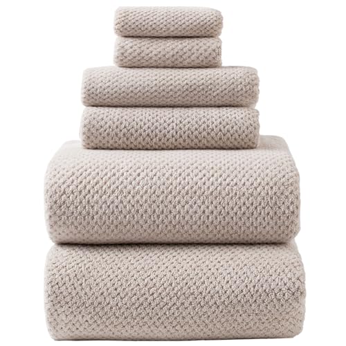 Oversized Bath Towels Extra Large 40x80 Inches Bath Sheets for Adults Super Soft Quick Dry Highly Absobent Microfiber Shower Towels (6 Piece,Beige) - color: Beige 6 Piece, size: 6 Piece