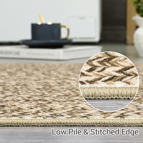 Washable Rugs Runner Rug 2x6 Bathroom Rugs Natural Modern Abstract Bedroom Rug Non Slip Farmhouse Kitchen Runner Stain Resistant Carpet 2'x6' Natural - color: Natural, size: 2' x 6' (Runner)