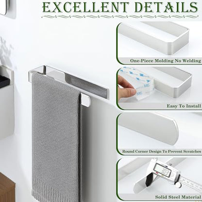 Alise Hand Towel Holder Self Adhesive Towel Bar for Bathroom,Chrome | Towel Hanger for Bathroom,SUS304 Stainless Steel Towel Rack for Kitchen Under Sink Cabinet Wash Basin Side,No Drilling - color: Polished Chrome