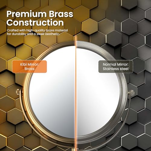 Free Standing Magnifying Makeup Mirror | Dual-Sided 1X/5X Magnification | 360° Rotating Vanity Mirror for Precise Grooming, Skincare & Beauty (Brushed Nickel, KMM103) - color: Brushed Nickel