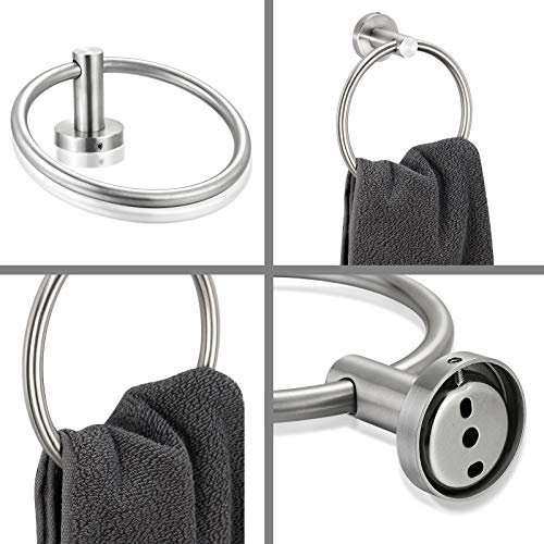 Bahroom Towel Ring Stainless Steel SUS 304,Circle Hand Towel Holder,Matte Round Towel Holder Wall Mount Towel Rack Silver - color: Towel Holder