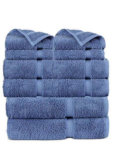 FTB Classic Turkish Luxury Hotel & Spa Bath Towel Set 10 Piece Towels (Wedgewood)