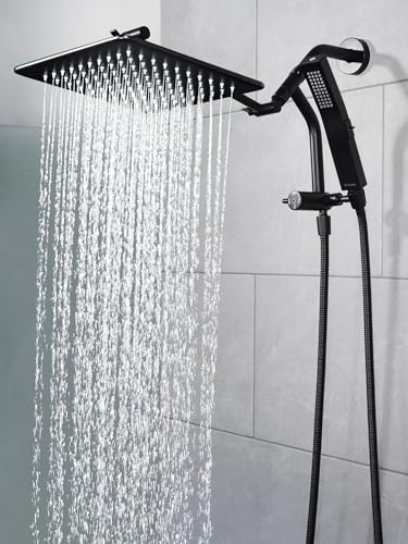 G-Promise 10 Inch All Metal Rain Shower Head with Handheld (Matte Black) | Full Body Coverage, Pause Mode Diverter, Power Wash Mode Handheld, Suits Every Height, Easy to Install, Modern Bath Upgrade - color: Matte Black, size: 10 Inches