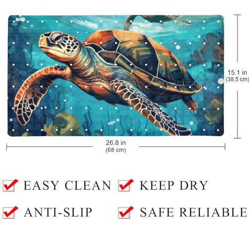 Bathtub Mats for Shower Tub, Sea Turtle Undersea Pattern Anti-Slip Bath Mats for Inside Tub, Bathroom Shower Mats with Drain Holes and Suction Cups - color: Multi 06