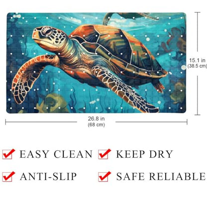 Bathtub Mats for Shower Tub, Sea Turtle Undersea Pattern Anti-Slip Bath Mats for Inside Tub, Bathroom Shower Mats with Drain Holes and Suction Cups - color: Multi 06