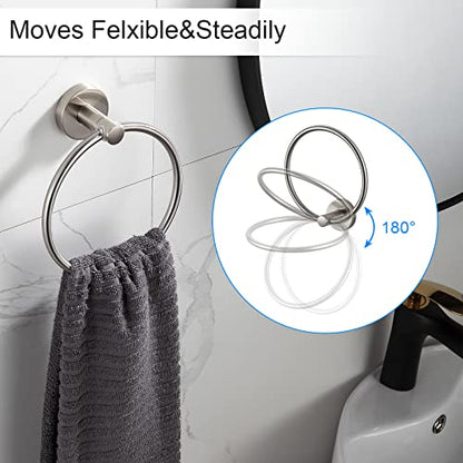 BGL Bathroom Hardware Set Brushed Nickel Bathroom Accessory Set Towel Bar 8 Pieces - color: Brushed Nickel, size: 8 PIECES