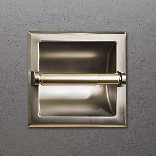SENTO Recessed Brushed Nickel Toilet Paper Holder, Wall Mounted Heavy Duty Metal Toilet Paper Roll Holder with Rear Mounting Bracket, in Wall, Easy Installation, Satin Nickel - color: Satin Nickel