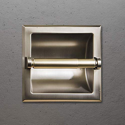SENTO Recessed Brushed Nickel Toilet Paper Holder, Wall Mounted Heavy Duty Metal Toilet Paper Roll Holder with Rear Mounting Bracket, in Wall, Easy Installation, Satin Nickel - color: Satin Nickel