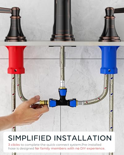 FORIOUS Oil Rubbed Bronze Bathroom Faucet 3 Hole, Waterfall Bathroom Faucet | 2 Handle Brass Waterfall Faucet for Bathroom Sink 3 Hole, 3 Pieces Antique Bronze Bathroom Faucet Widespread with Mteal Drain - color: Oil Rubbed Bronze