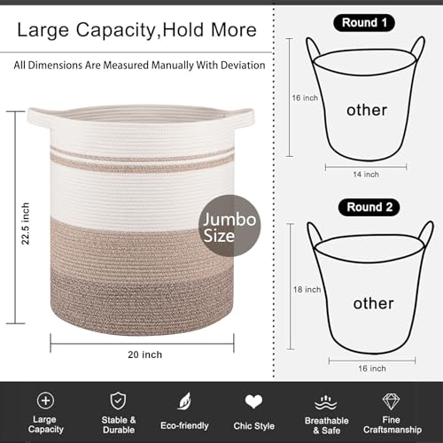 OIAHOMY 120L Laundry Baskets Hamper with Handles, Decorative Basket for Living room, Woven Storage Basket for Toys Bin,Pillows, Blankets, Clothes-20x22.5in-Gradient Yellow | Tall Dirty Clothes Hamper with Handle,Blanket Basket,Decorative Basket for Living