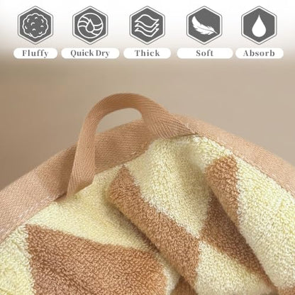 VOOVA & MOVAS 2 Pack Brown Hand Towels, 68% Rayon from Bamboo, 32% Cotton, 32x16 Inches, Ultra Soft Highly Absorbent for Bathroom Gym,Diamond - color: Brown Diamond