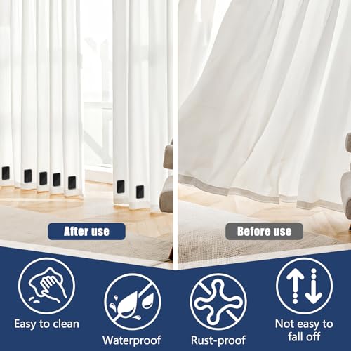 Phoncoo 18 Pcs Outdoor Curtain Weights, Plastic Wrapped Magnetic Drapery Weights, Waterproof Heavy Duty Curtain Magnets for Heavy Wind Outside, Shower Curtain, Tablecloth, Flag (Black) - color: Black-18pcs