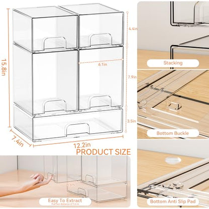 5 Set Clear Stackable Storage Drawers and Acrylic Drawer Organizer,BPA Free Baby Bottle Organizer for Countertop and Bottle Station Organizer for Breast Pump Parts,Pacifier and Baby Accessories - style: 5 PACK