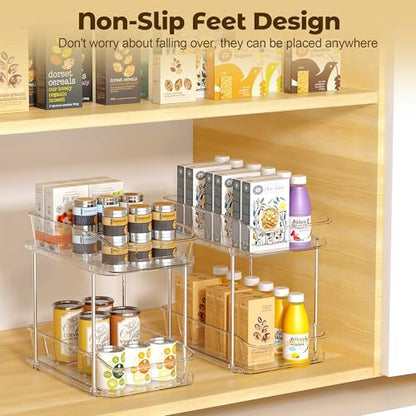 Incostar 2 Tier Pull-Out Organizer for Bathroom Kitchen, Under Sink Storage with Dividers, Ideal for Cabinet, Cupboard Organization, Slide-Out Clear Storage, 2 Pack - style: 2 Pack 2Tier