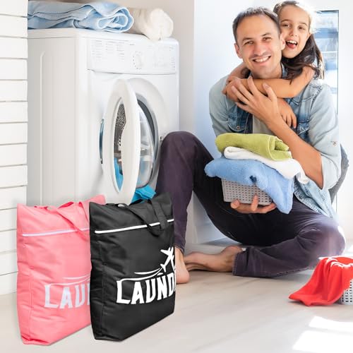 Fiodrimy 2 Pcs Large Travel Laundry Bags - Washable Waterproof Wet Clothes Bags for Gym, Swimming, Yoga & College Dorm (Black+Pink) - color: Black+pink