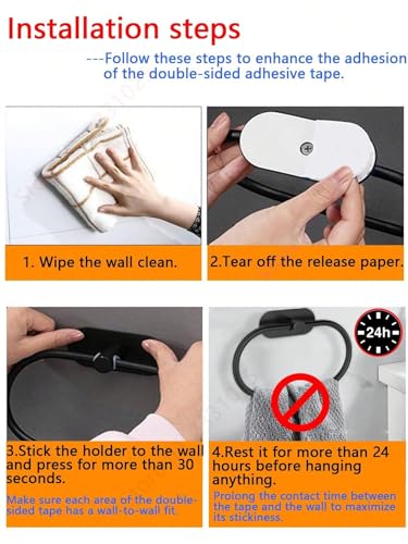 Bathroom Hand Towel Ring Kitchen Cloth Holder (1, Black) - color: Black