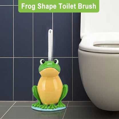 Plplaaoo Toilet Brush and Holder Set, Cute Frog Shaped Toilet Bowl Brush with Ventilated Drying Holder for Small Spaces & RV, Toilet Bowl Brush Holder Set, Flexible Toilet Cleaning Brush & Scrubber