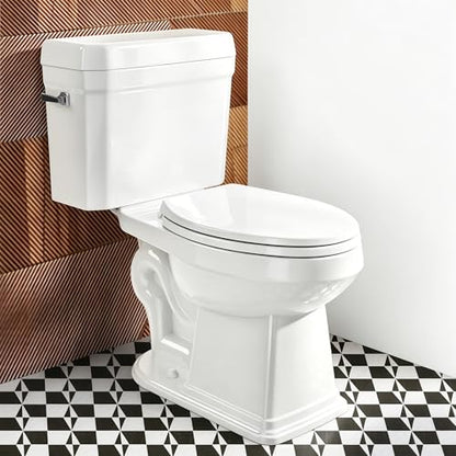 17.3” Elongated Toilet with Soft Close Seat, Two piece Toilets for Bathroom | Nano Self-Cleaning Glaze, 1.27 GPF, Watersensed/ADA/MAP1000/cUPC, Easy to Clean & Install, 12" Rough-In - color: TPT005 - 1.27 GPF single flush