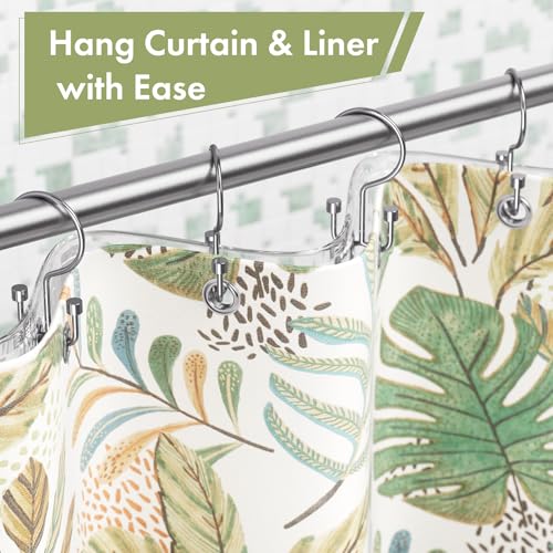 Chrome Shower Curtain Hooks, 12PCS Minimalist Simple Double Shower Curtain Rings, Rust-Resistant Metal Shower Hooks, Cylinders Shower Rings for Bathroom Shower Rods Curtains - color: Chrome, style: Cylinders - Double Hooks