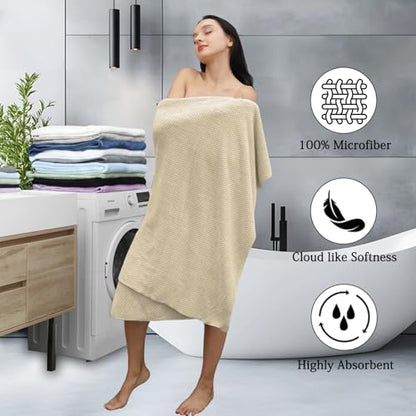 Extra Large Bath Towels Set 35x70 Inches - Beige Luxury 600 GSM Oversized Bath Sheet Towel,Ultra Soft Microfiber - Quick Dry,Highly Absorbent Shower Towels Spa Hotel Bathroom Towel Set (4-Pack) - color: Light Brown Set, size: 4-Piece Set
