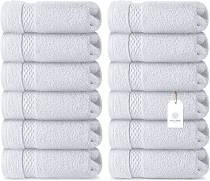 White Classic 2 Luxury White Bath Sheet Towels 35 x 70, 6 Hand Towels 16 x 30 and 12 Washcloths 13 x 13 | Cotton, Highly Absorbent and Quick Dry for Hotels, Spa and Bathroom